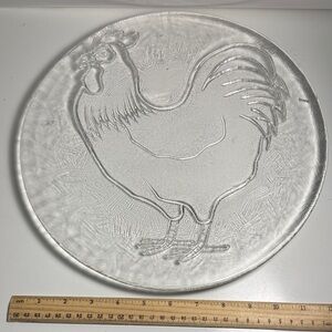 Clear Glass Rooster Plate platter